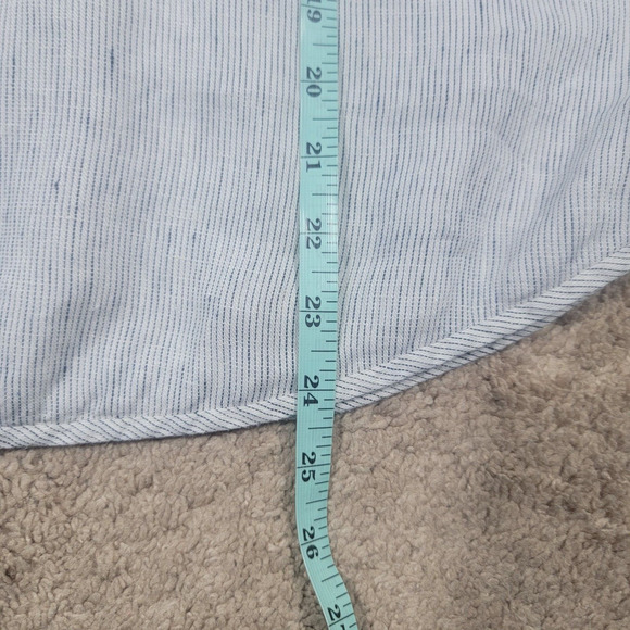 Eileen Fisher M Linen Striped Zip Top Roll Tab Sleeve Blouse - Picture 7 of 11